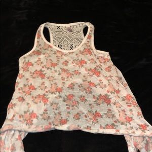 White tank top with flower and lace designs